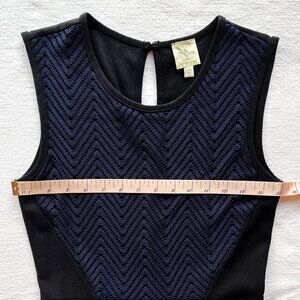 NWOT Anthropologie Navy & Black Sleeveless Midi Stretch Sheath Dress, Petite XS